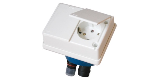 DEFA Outlet 230VAC Dual Recessed - PlugIn 1xIn/1xOOut White 